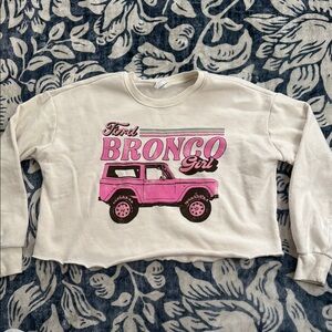 Ford Pink and Cream Bronco Hoodie - cropped XS